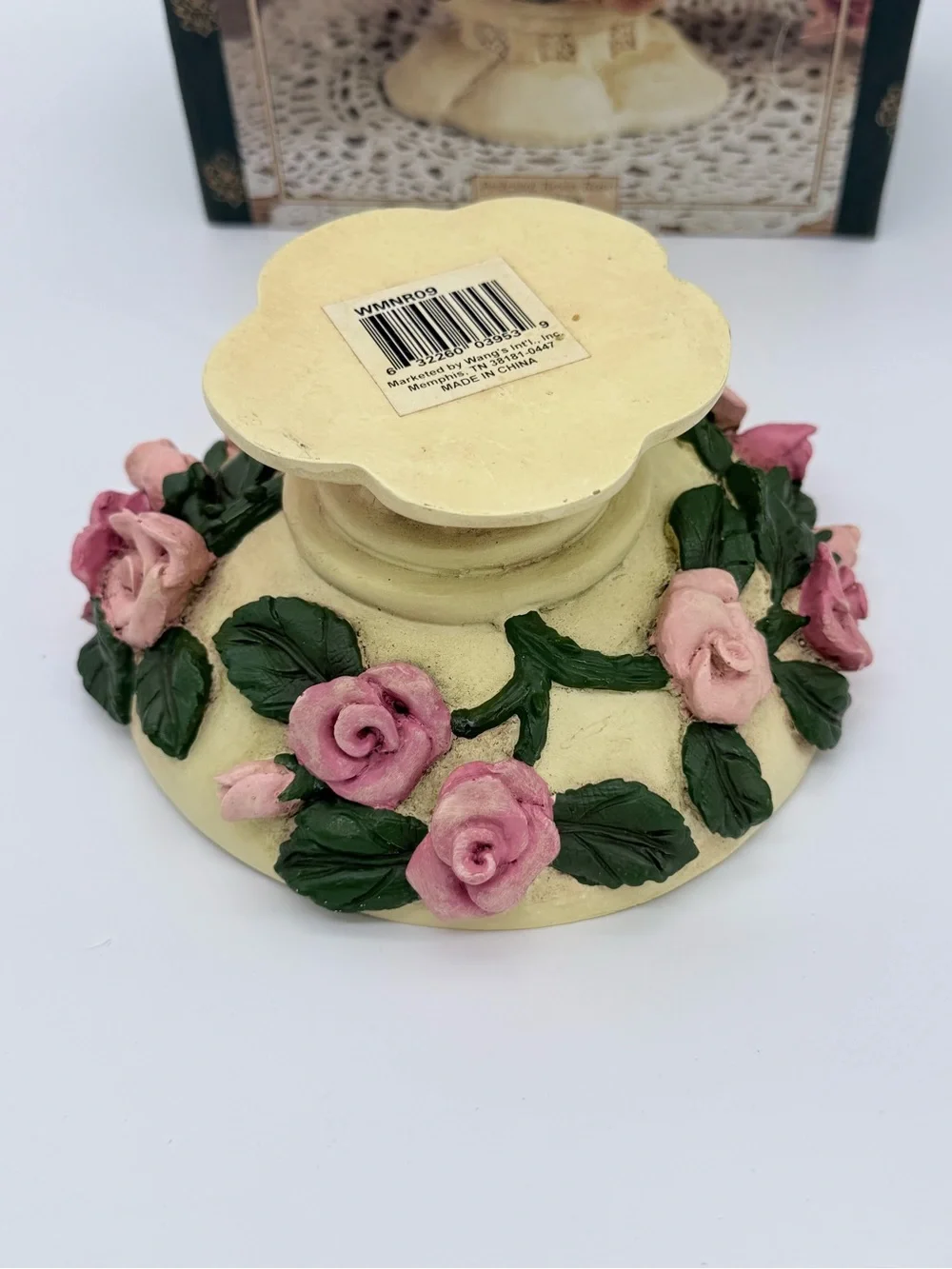 1990’s Vtg. Accents Pedestal Resin Rose Bowl Centerpiece Cottagecore Decor - NIB